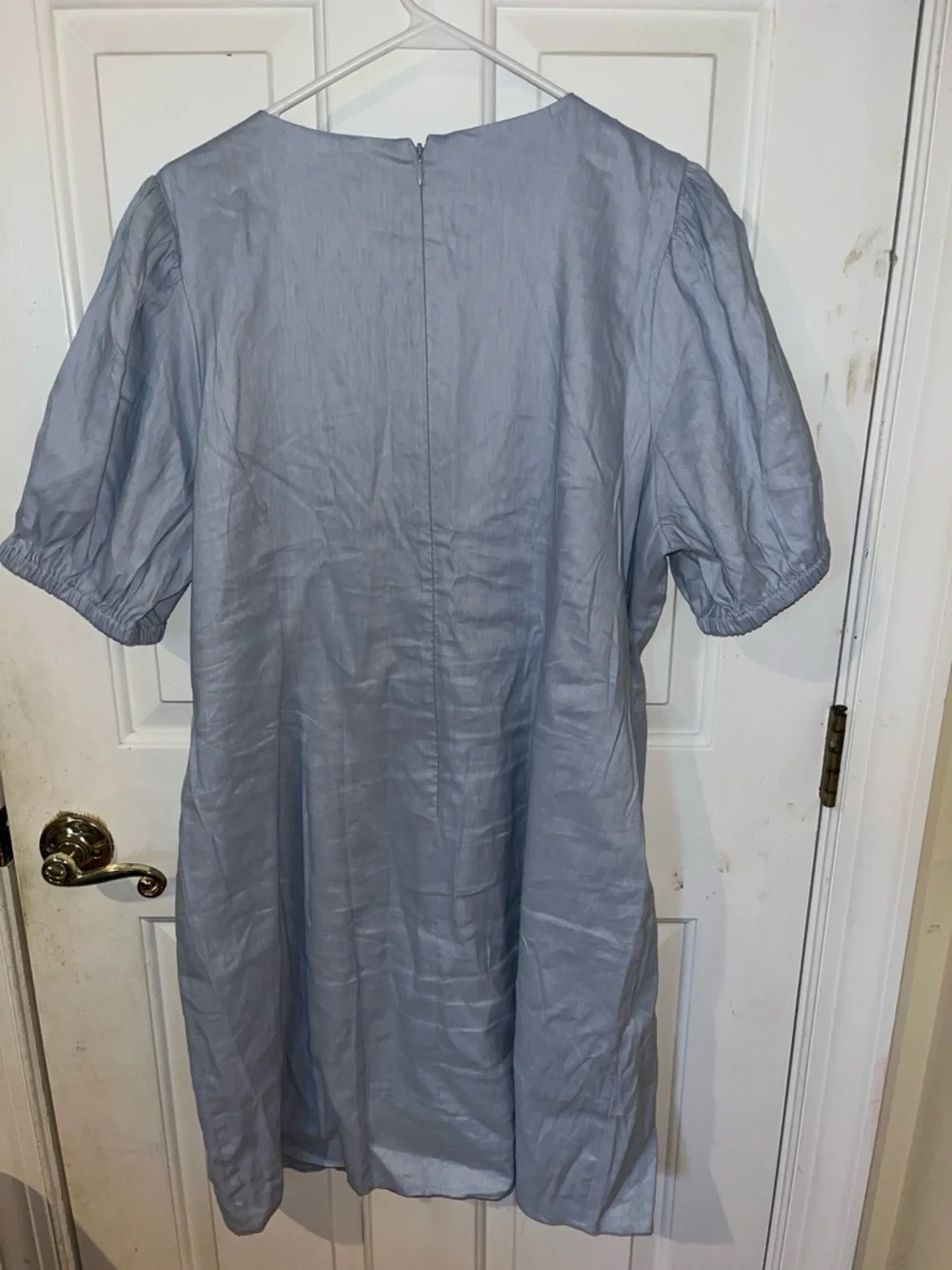 J.Crew Size 18 Linen Blend Dress Gold Button Front Short Sleeve - Picture 5 of 6